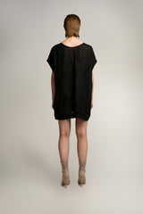 Silk Sheer Back Dress Black